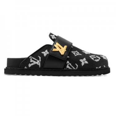 루이비통 코지 플랫 페이턴트 모노그램 여성 컴포트 클로그 블랙 1AAW6Q