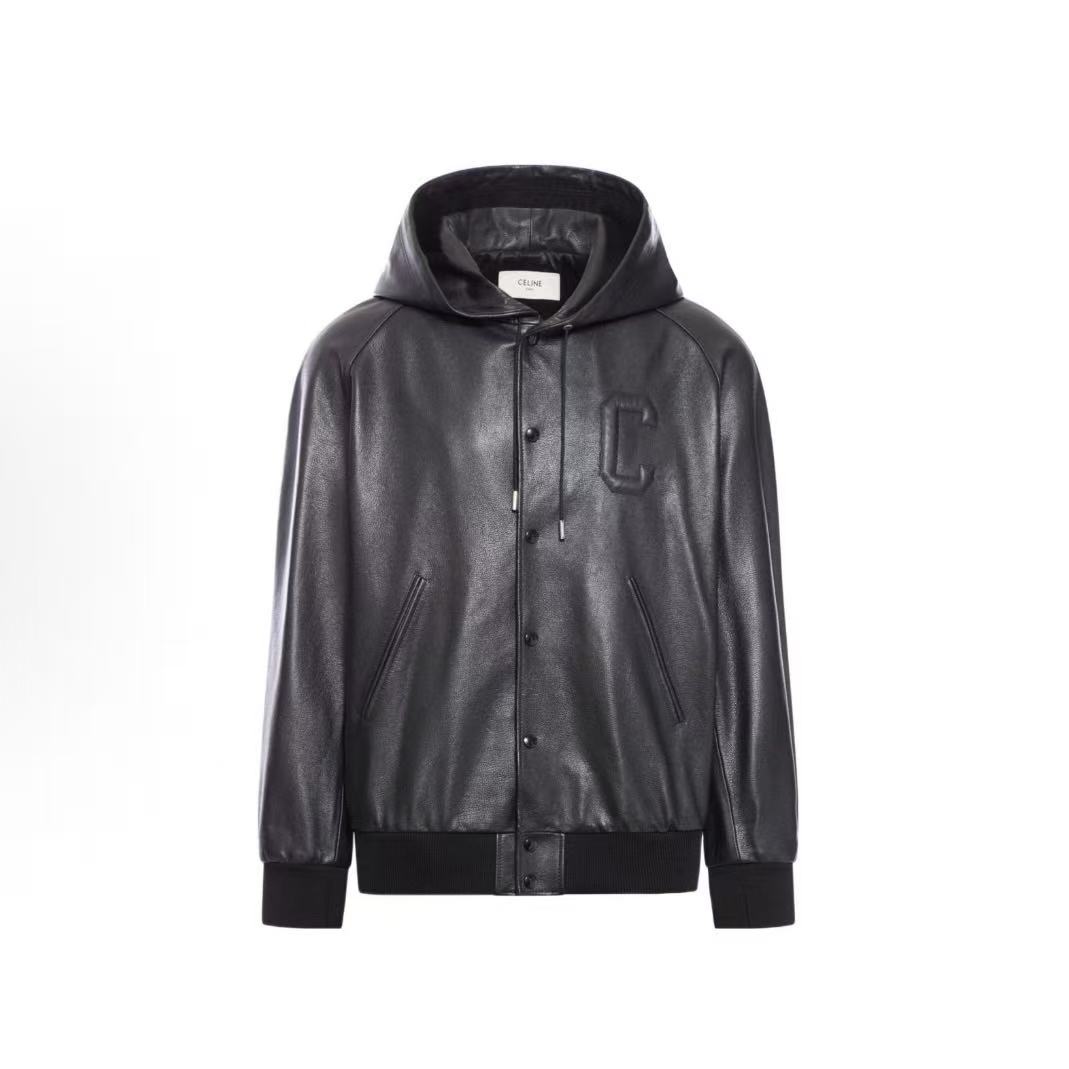 셀린느 레더 후드 자켓  (X공장)