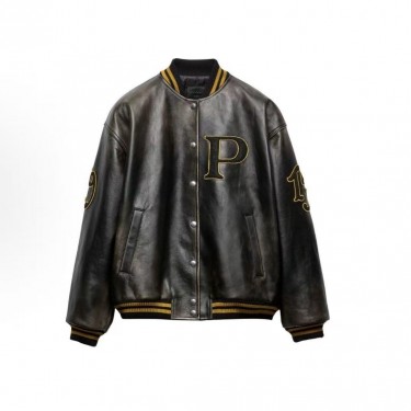 프라다 레더 파일럿 자켓 블랙  (X공장)