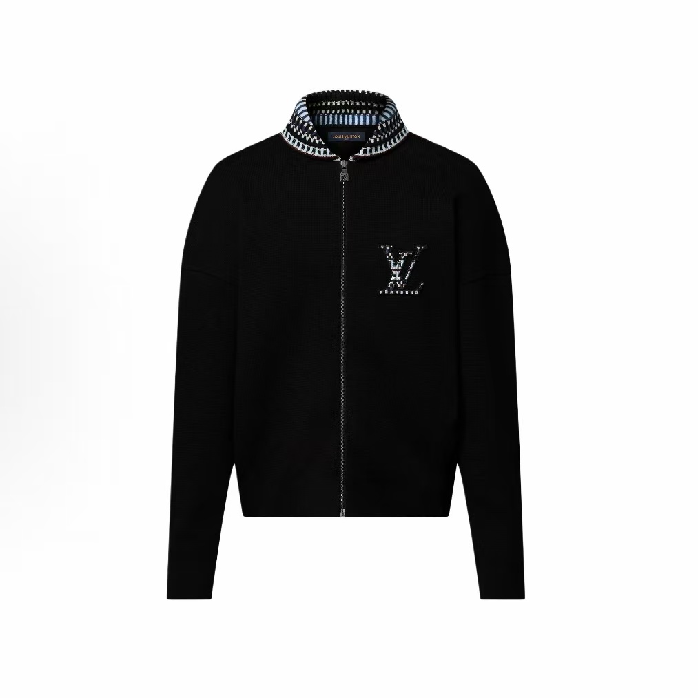 루이비통 로고 자수 니트 파일럿 자켓 블랙  (X공장)