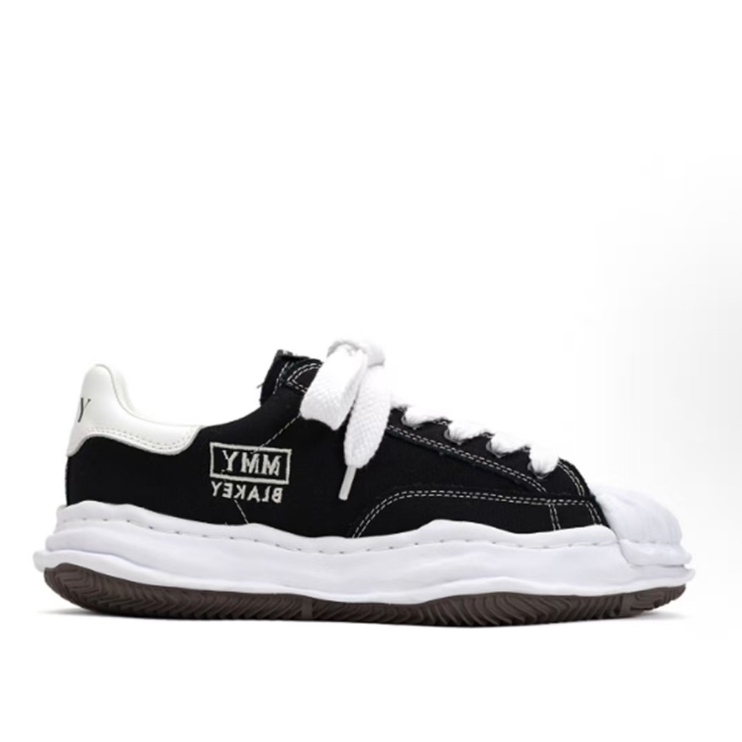 메종 미하라 야스히로 Blakey 로고 컴포트 레이스업 스니커즈 블랙