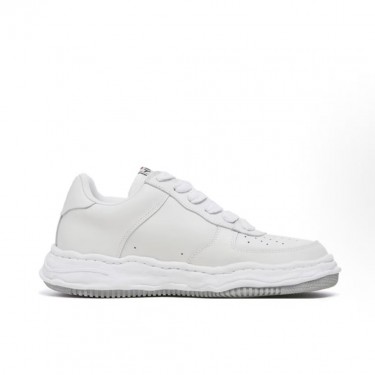 메종 미하라 야스히로 Blakey 가죽 로고 레이스업 스니커즈 화이트 남녀공용