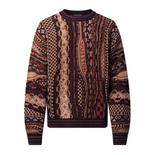 루이비통 플라워 자카드 홀 컷팅 라운드넥 니트 (X공장)