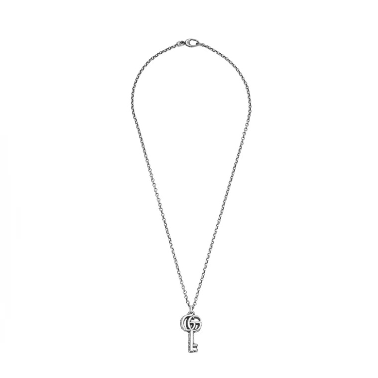 구찌 더블지 키 모티프 925 실버 네크리스 남녀공용 실버