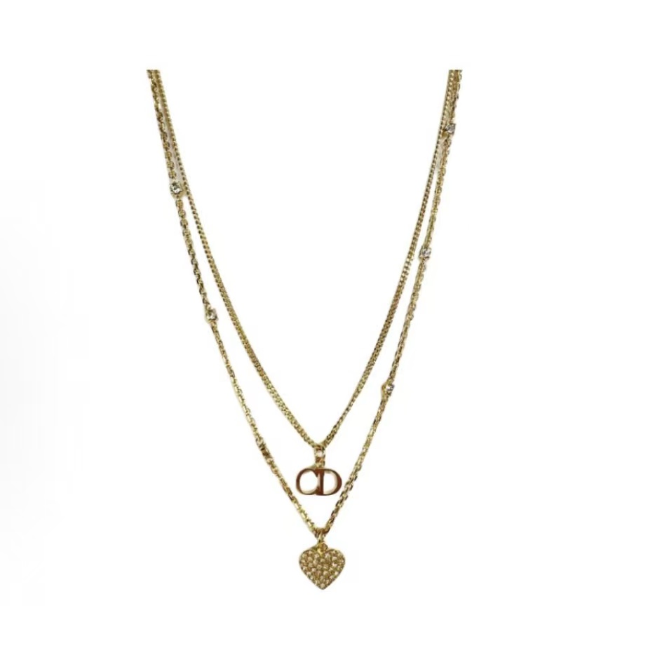 디올 클레어 라인 모노톤 크리스탈 네크리스 여성 골드