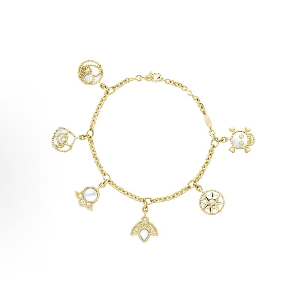 디올 멀티 참 18K 골드 자개 다이아몬드 브레이슬릿