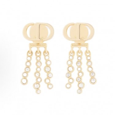 디올 CD 시그니처 크리스탈 이어링 여성용 골드