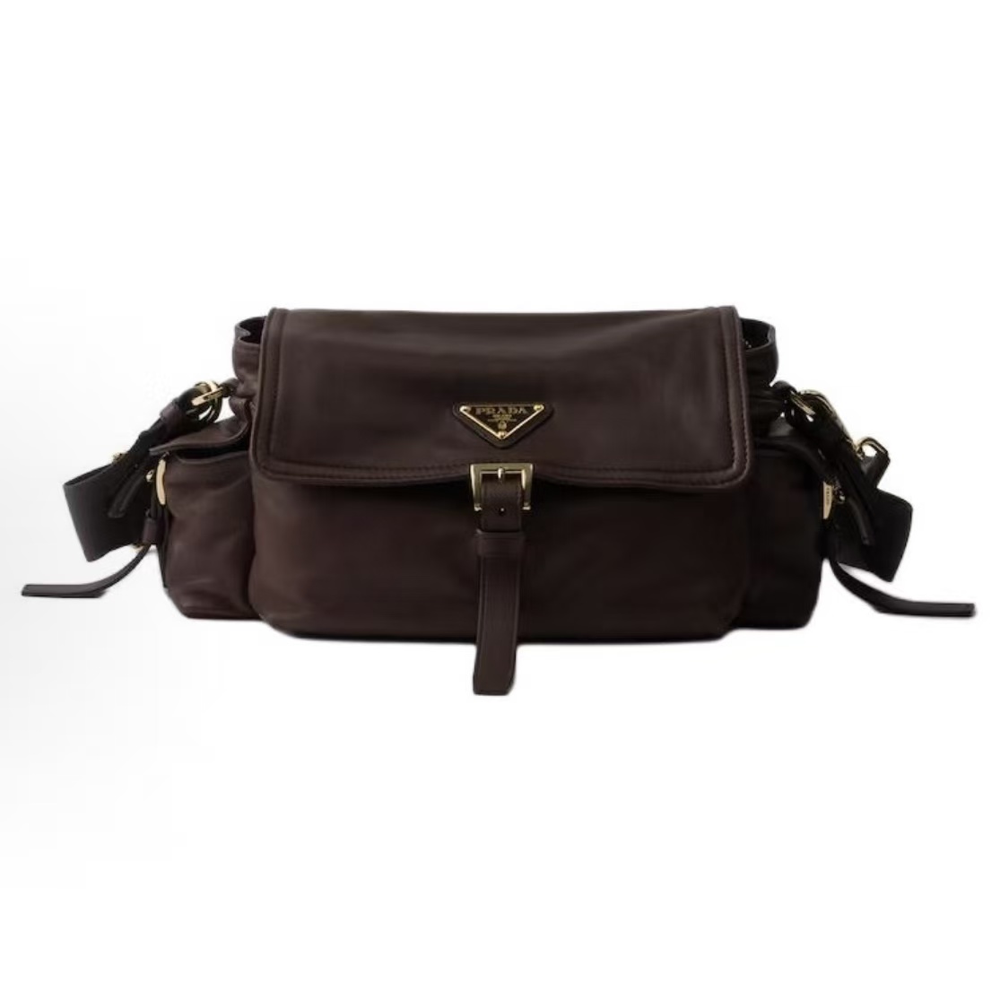 프라다 익스플로어 미디움 램스킨 숄더백 1BD394 갈밤색