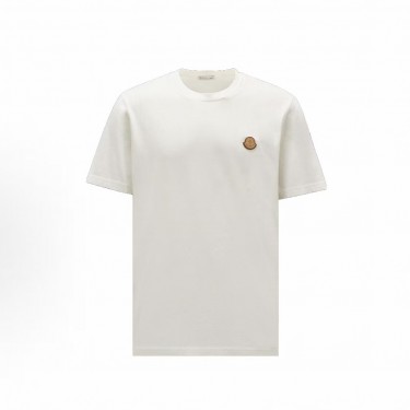 몽클레르 솔리드 로고 패치 라운드넥 반팔 티셔츠 남성용 화이트 (탑몽X)