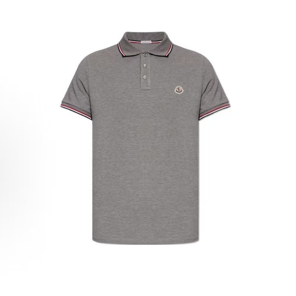 몽클레르 남성 솔리드 컬러 오버핏 폴로 반소매 티셔츠 그레이 (탑몽X)