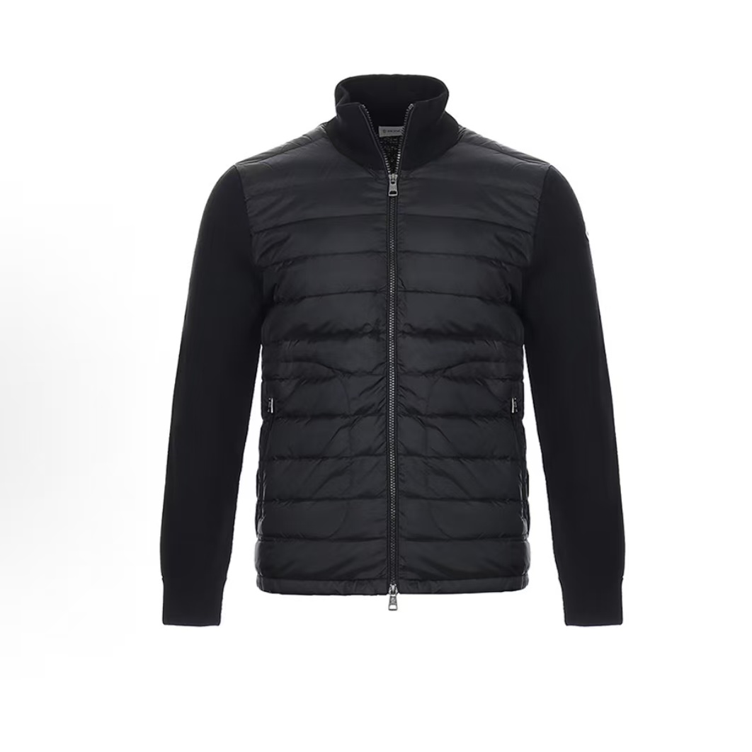 몽클레르 남성 패디드 코듀로이 시리즈 패디드 니트 구스다운 하이넥 점퍼 블랙 (탑몽X)