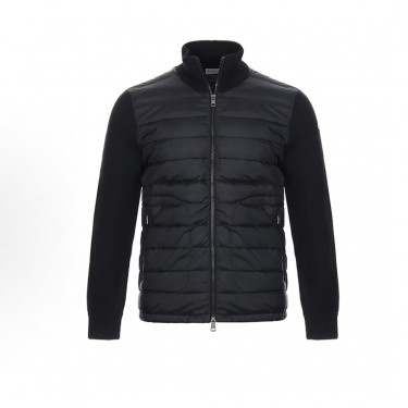 몽클레르 남성 패디드 코듀로이 시리즈 패디드 니트 구스다운 하이넥 점퍼 블랙 (탑몽X)