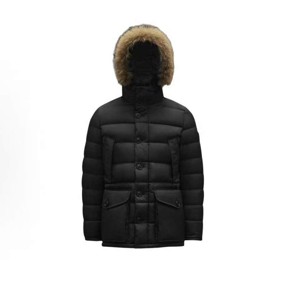 몽클레르 클뤼니 시리즈 구스다운 탈부착 퍼 트리밍 포켓 스냅 버튼 롱슬리브 패딩 블랙 (탑몽X)