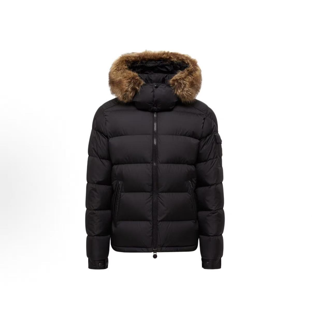 몽클레르 남성 Mayaf 시리즈 솔리드 컬러 후드 지퍼 숏 구스다운 재킷 블랙 (탑몽X)