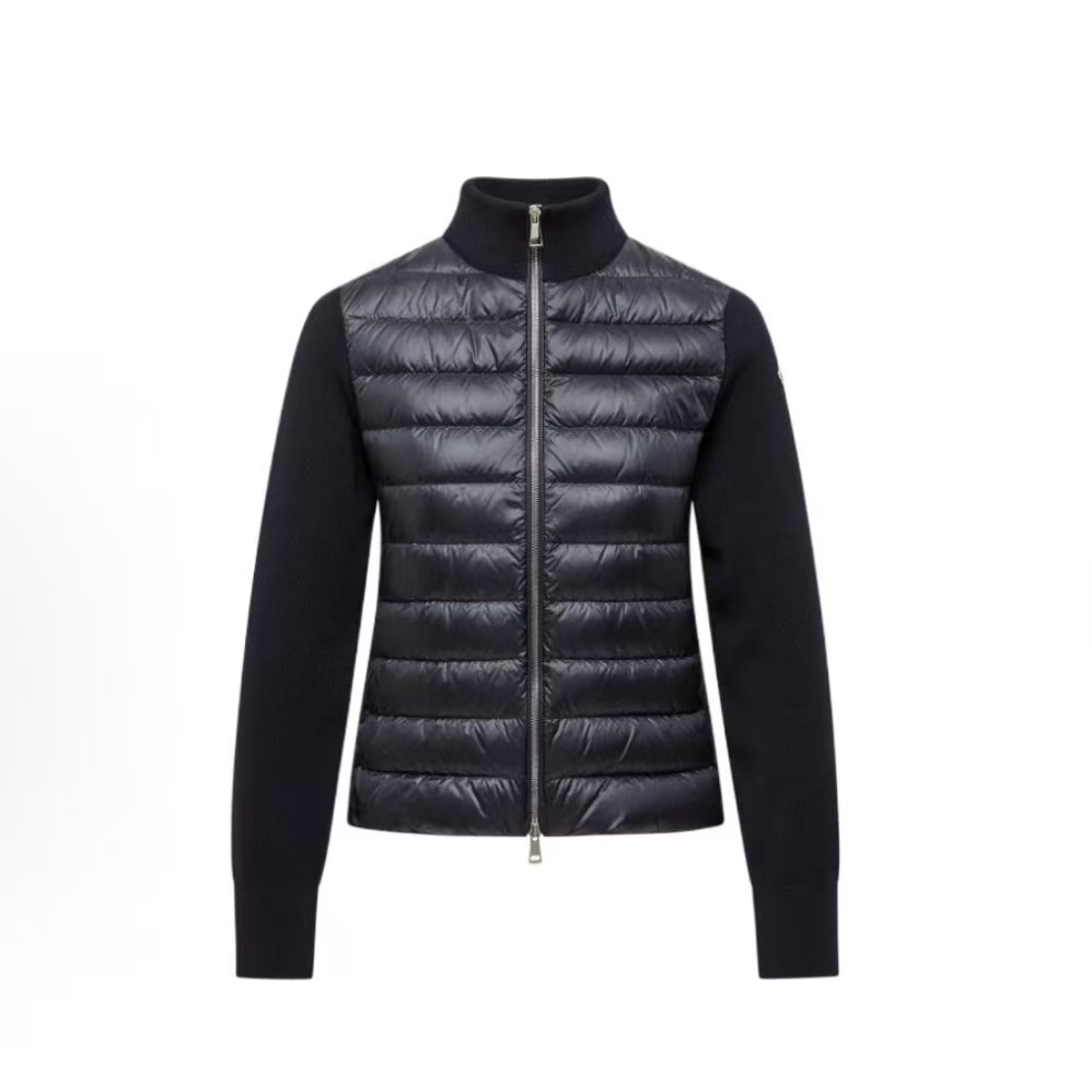 몽클레르 패디드 코듀로이 패디드 울 집업 가디건 여성용 울 혼방 배색 하이넥 다운 자켓 (탑몽X)