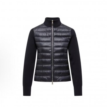 몽클레르 패디드 코듀로이 패디드 울 집업 가디건 여성용 울 혼방 배색 하이넥 다운 자켓 (탑몽X)