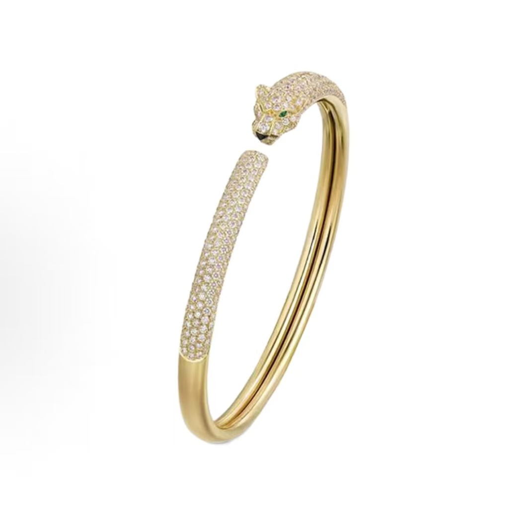 까르띠에 팬더 드 까르띠에 패턴 장식 18K 골드 팔찌 여성용