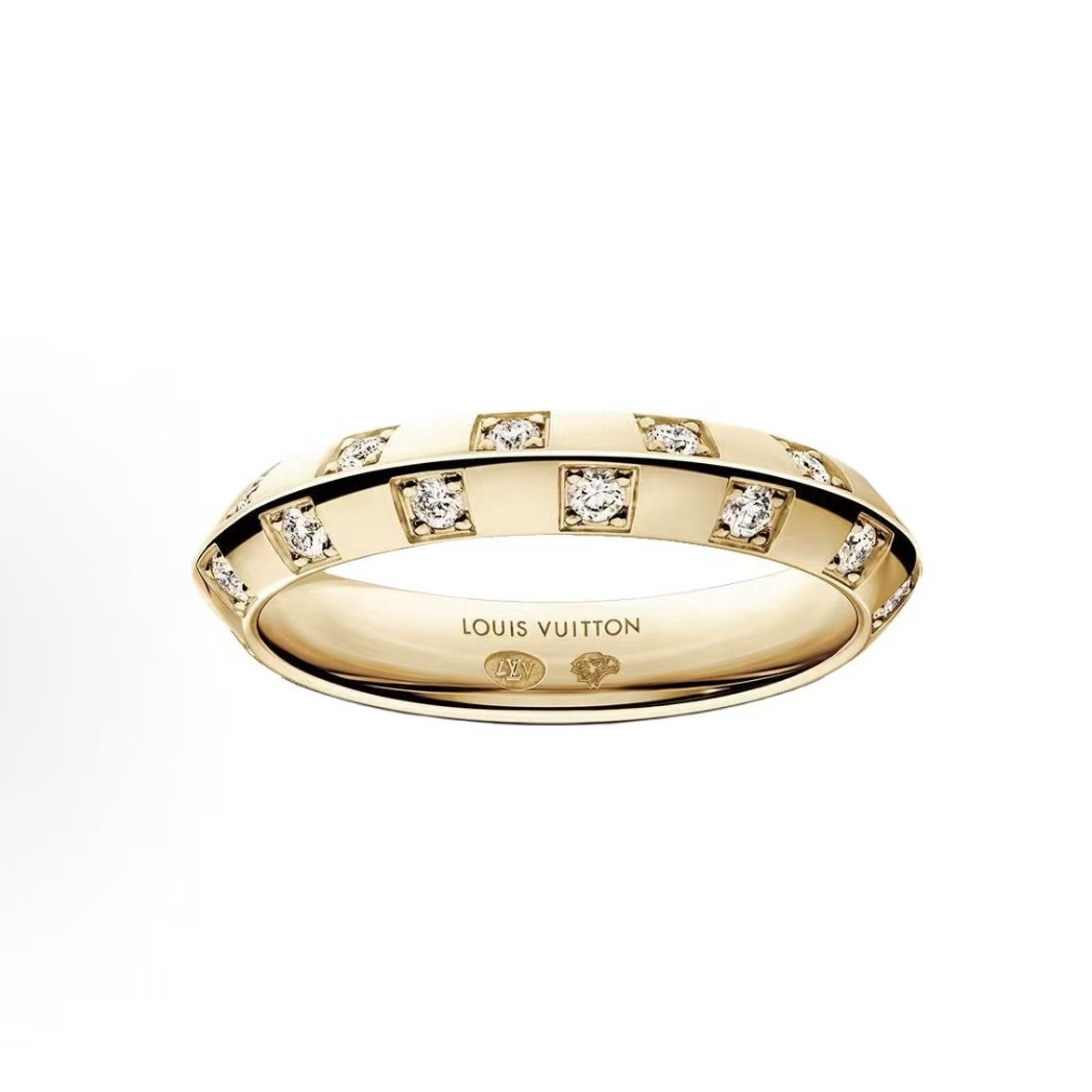 루이비통 브랜드 디자인 다이아몬드 링 남녀공용 커플 골드