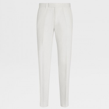 로로피아나 SS22 솔리드 버튼 슈트 팬츠 남성 화이트 (B+공장)