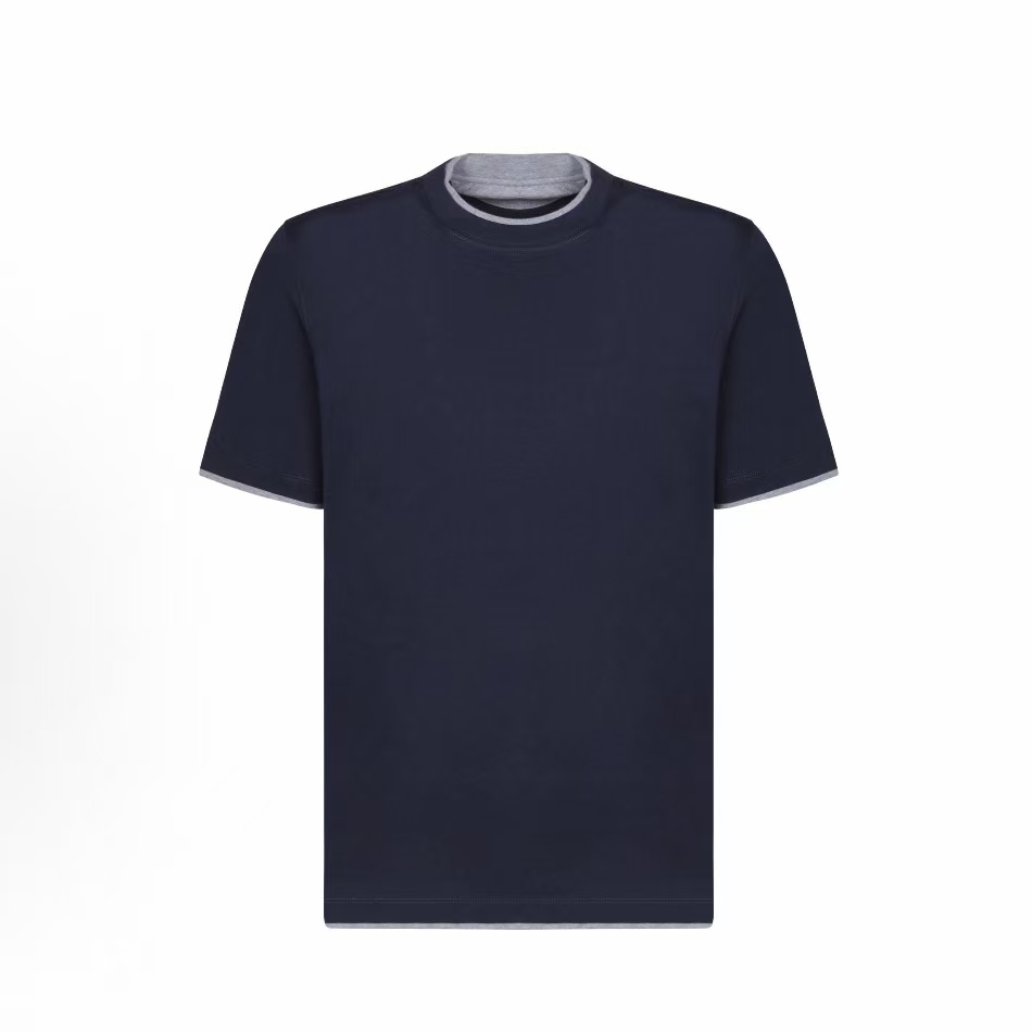 브루넬로 쿠치넬리 크루넥 반소매 티셔츠 남성 네이비 (B+공장)