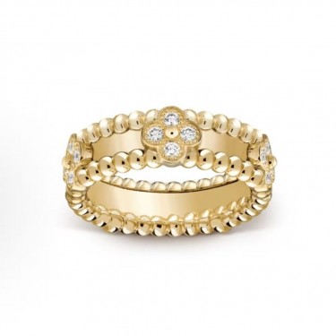 반클리프 아펠 만화경 퍼리 스위트 클로버 K골드 다이아몬드 반지 여성용