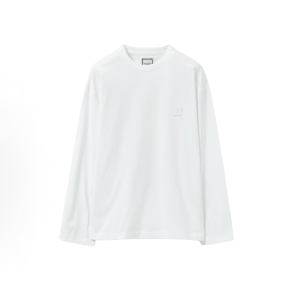 우영미 남성 레터 플라워 드롭숄더 라운드넥 긴팔 티셔츠