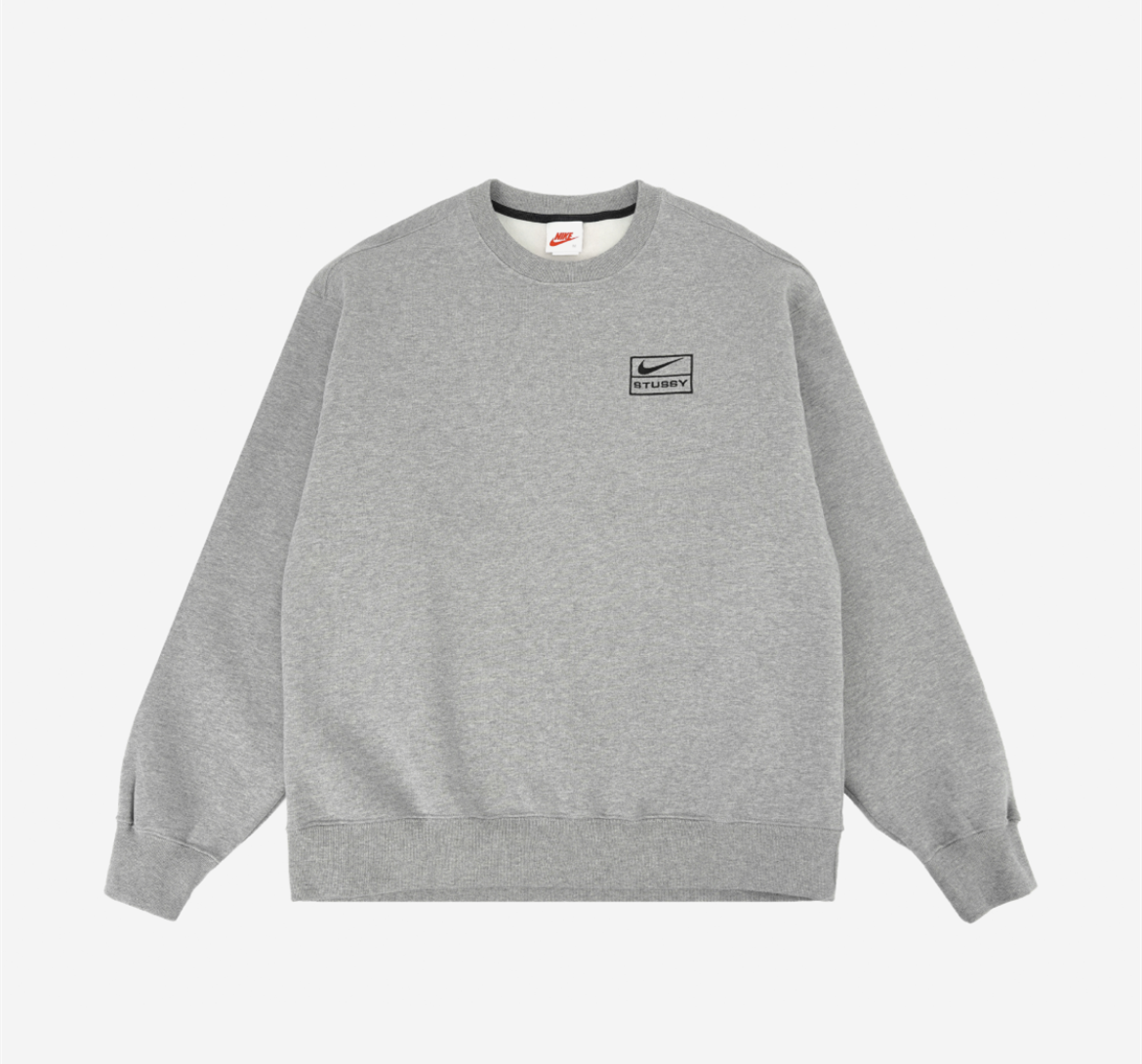 스투시 단색 레터 로고 프린트 루즈핏 라운드넥 긴팔 스웨트셔츠 남성용