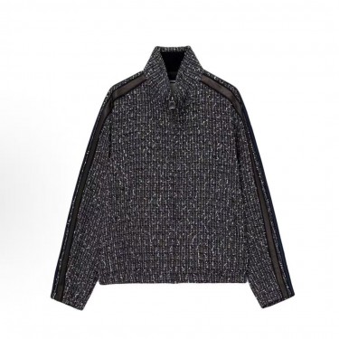 우영미 FW25 블루 트위드 트랙 재킷 남성용