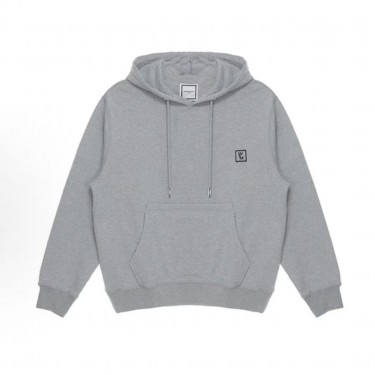 우영미 FW24 레터 로고 후드 긴팔 맨투맨 남성 그레이