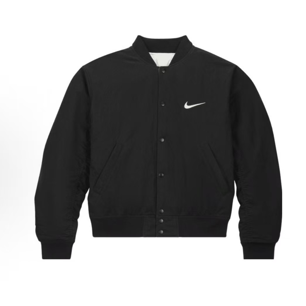 나이키 x 스투시 FW23 로고 자수 양면 파일럿 재킷 남녀공용 블랙