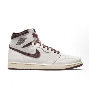 아 마 마니에르 x 조던 에어 조던 1 하이 새일 버건디 스네이크 패턴 복고 농구화 (LJR공장)
