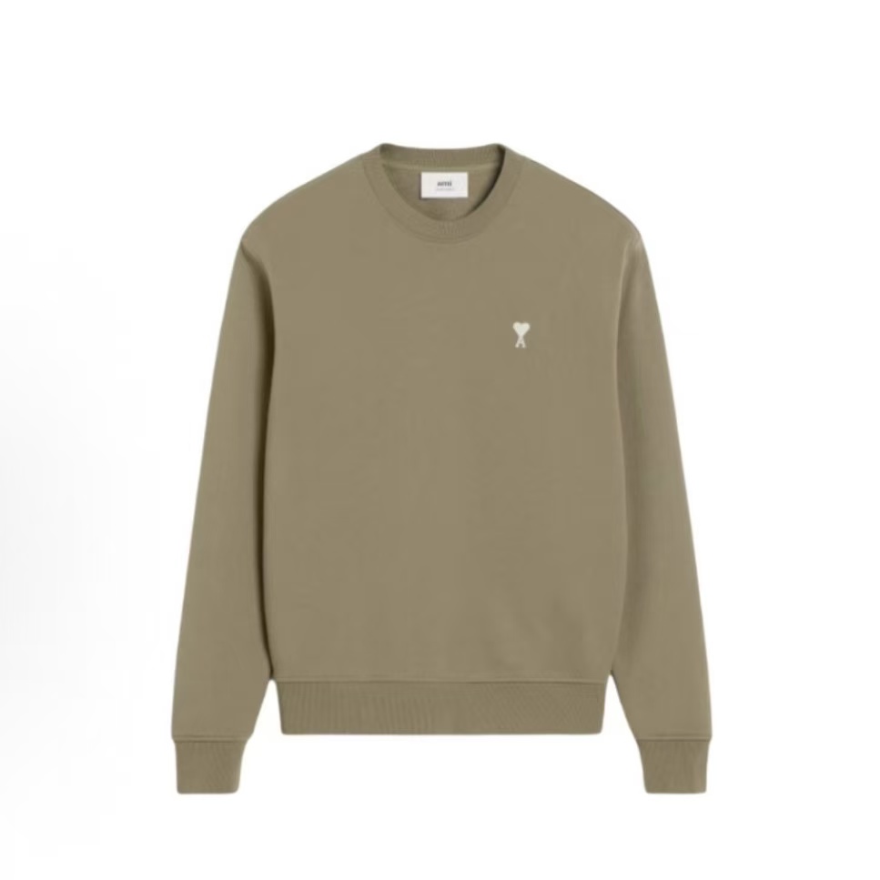 아미파리스 화이트 배지 라운드넥 맨투맨 야계그린 (탑아미공장)