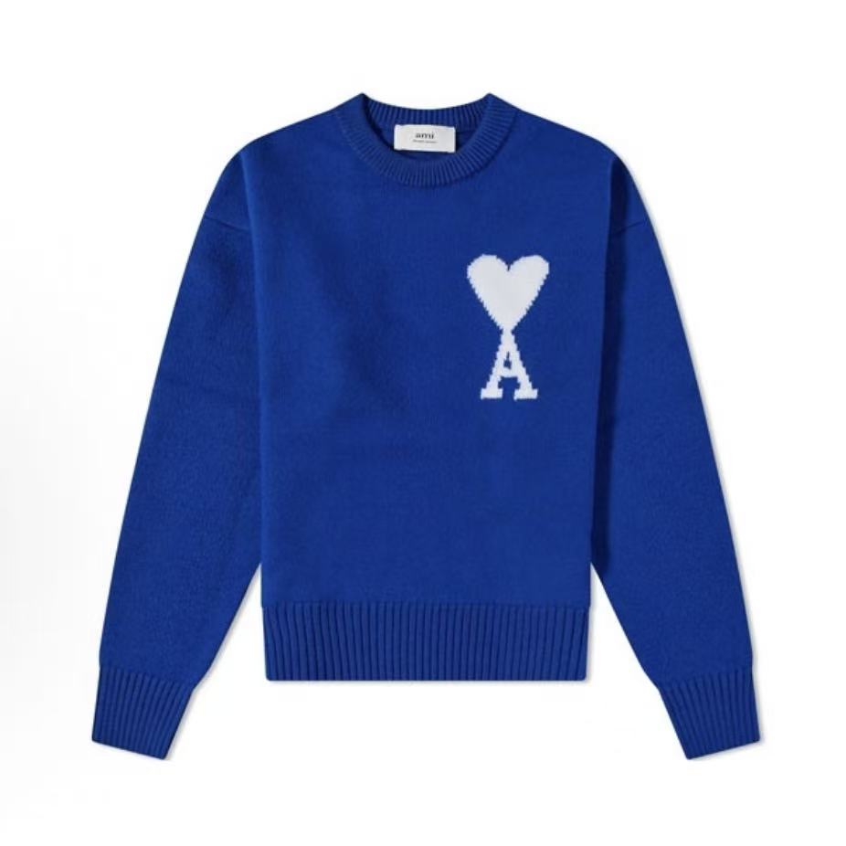 아미파리 남성 라운드넥 긴팔 니트 스웨터 딥 네이비 블루 (탑아미공장)