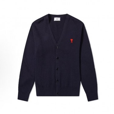 아미파리 SS22 스몰 하트 레드 라벨 로고 울 니트 남성용 네이비 (탑아미공장)