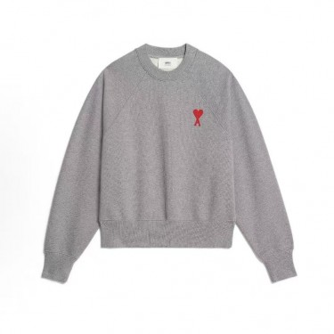 아미파리 SS23 레드 하트 자수 크루넥 맨투맨 유니섹스 그레이 (탑아미공장)