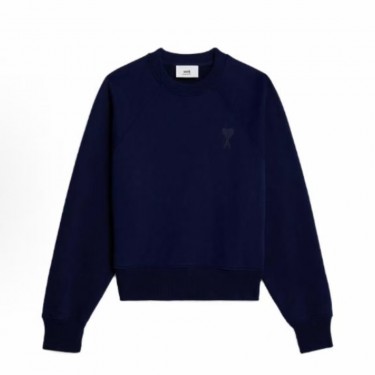 아미파리 SS23 레드 하트 자수 크루넥 맨투맨 유니섹스 네이비 (탑아미공장)