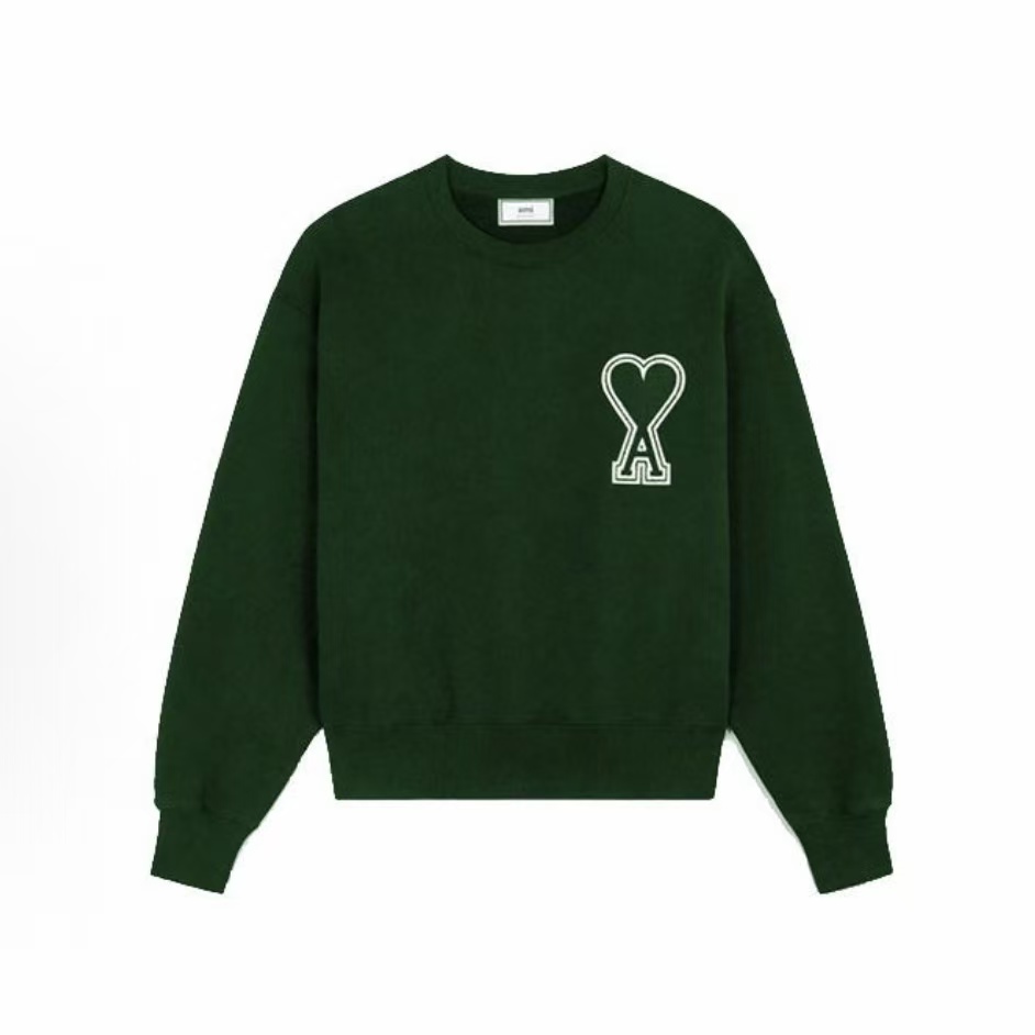 아미파리 퓨어 컬러 하트 로고 클래식 라운드넥 맨투맨 그린 (탑아미공장)