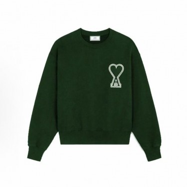 아미파리 퓨어 컬러 하트 로고 클래식 라운드넥 맨투맨 그린 (탑아미공장)