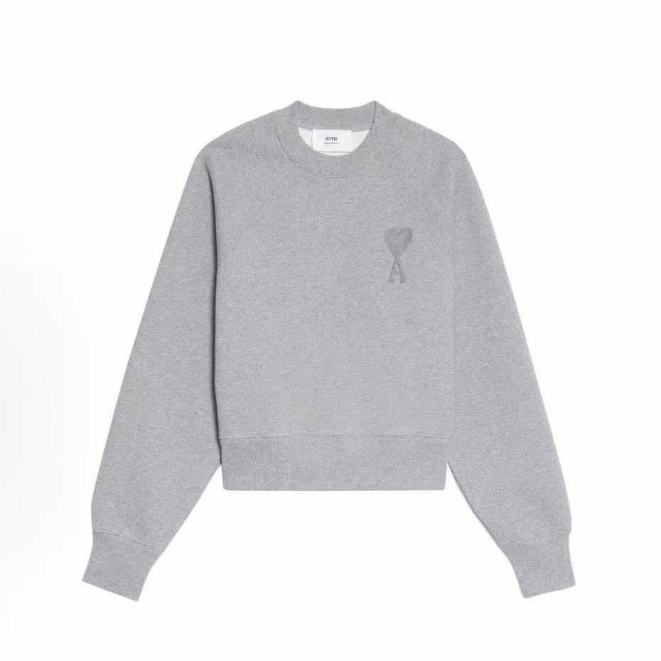 아미파리 FW22 하트 로고 자수 긴팔 스웨트셔츠 그레이 그레이 (탑아미공장)