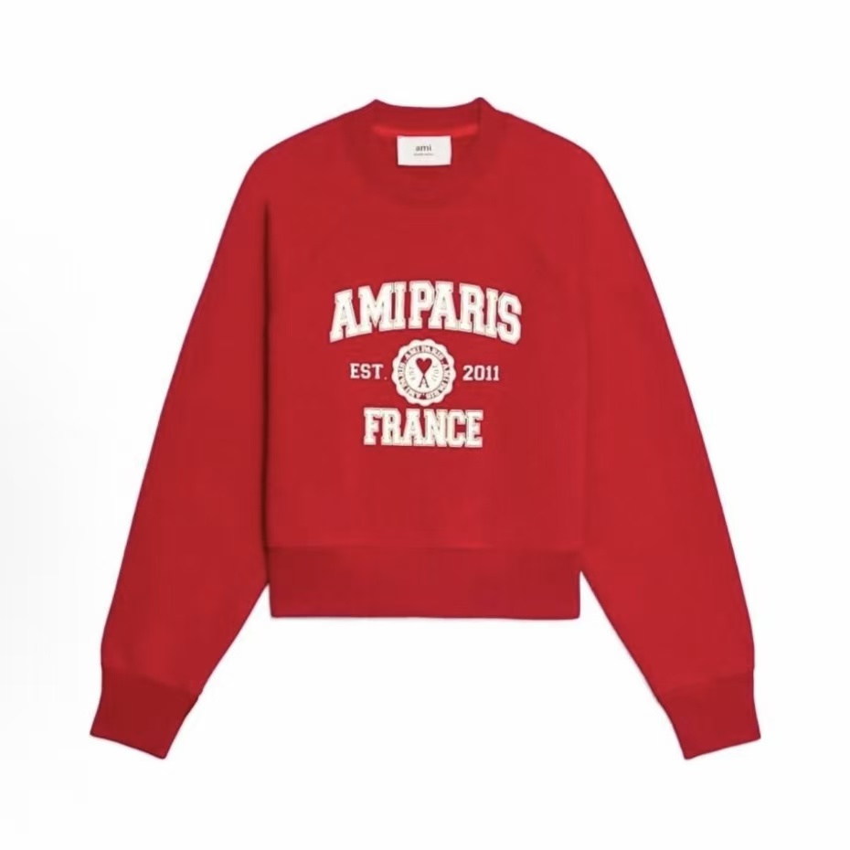 아미파리 FW22 레터링 로고 프린트 풀오버 맨투맨 레드 (탑아미공장)