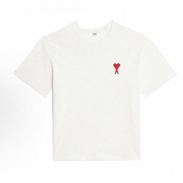아미파리 SS23 레드 하트 자수 반팔 티셔츠 화이트 (탑아미공장)