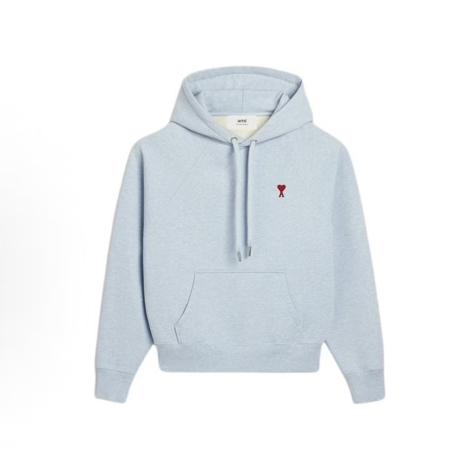 아미파리 SS24 하트 패턴 편안한 코튼 후드 풀오버 맨투맨 크림 블루 (탑아미공장)
