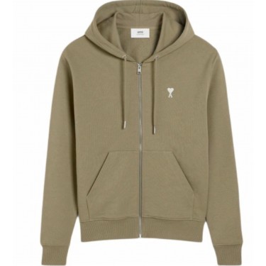 아미파리  화이트 하트 자수 집업 후드 스웨트셔츠  다크 그린 (탑아미공장)