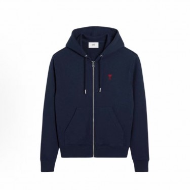 아미파리 FW24 레드 하트 코튼 집업 슬림핏 후드 스웨트 재킷 블루 (탑아미공장)