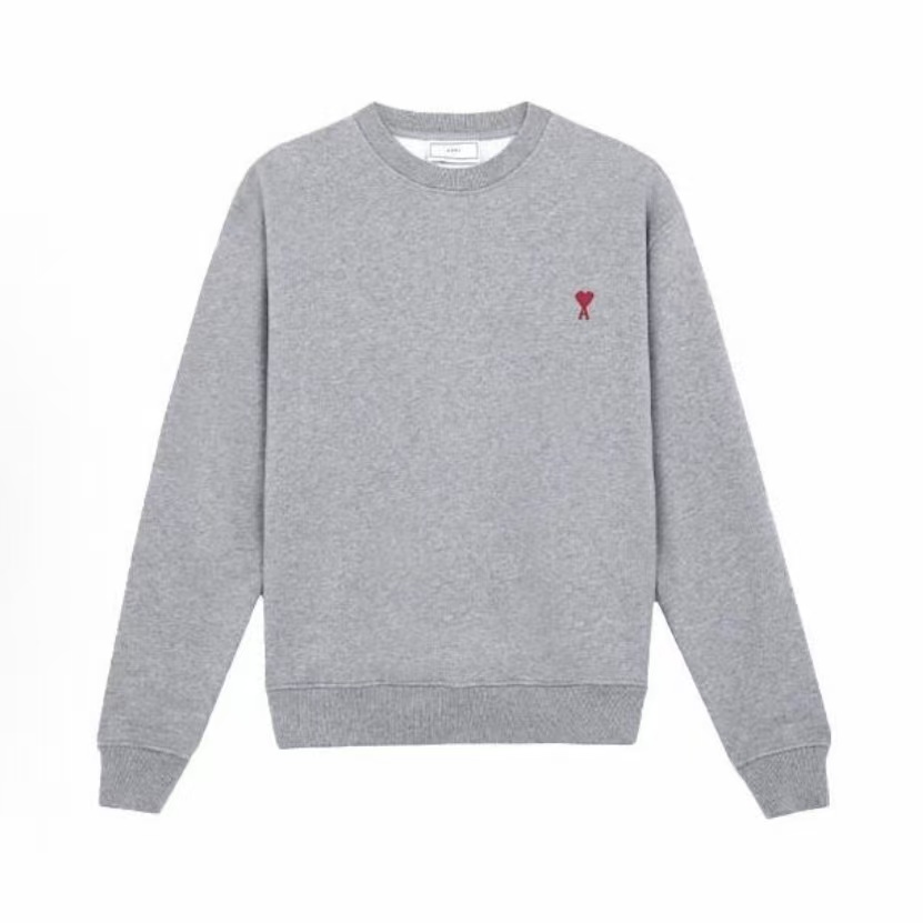 아미 파리 FW24 레드 하트 캐주얼 코튼 풀오버 긴팔 라운드넥 스웨트셔츠 그레이 (탑아미공장)