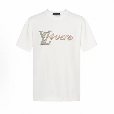 루이비통 FW24 로고 레터 프린트 크루넥 반팔 티셔츠 남성용 화이트 (X공장)