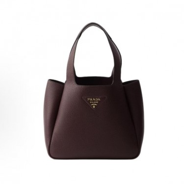 프라다 메탈 레터링 로고 레더 스몰 토트 쇼퍼백 1BG335 와인