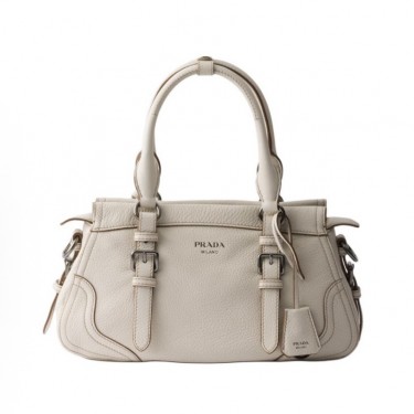 프라다 엠보싱 레터링 로고 레더 토트 쇼퍼백 1BG604 화이트