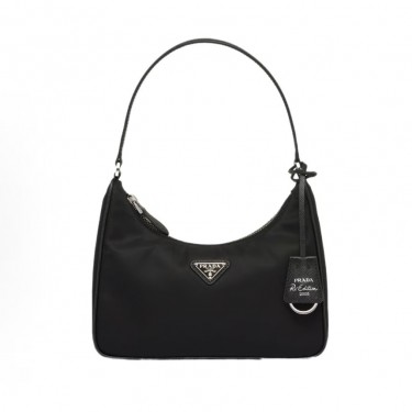 프라다 리에디션 트라이앵글 로고 나일론 미니 토트백 1N204M 블랙