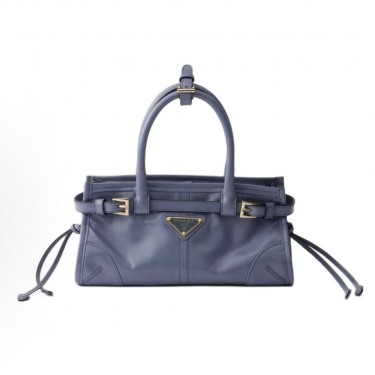 프라다 보니  에나멜 삼각 로고 카프스킨 미니 토트백 1BA486 블루